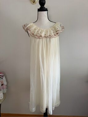 Vintage Vanity Fair Pale Yellow Sheer Nightgown